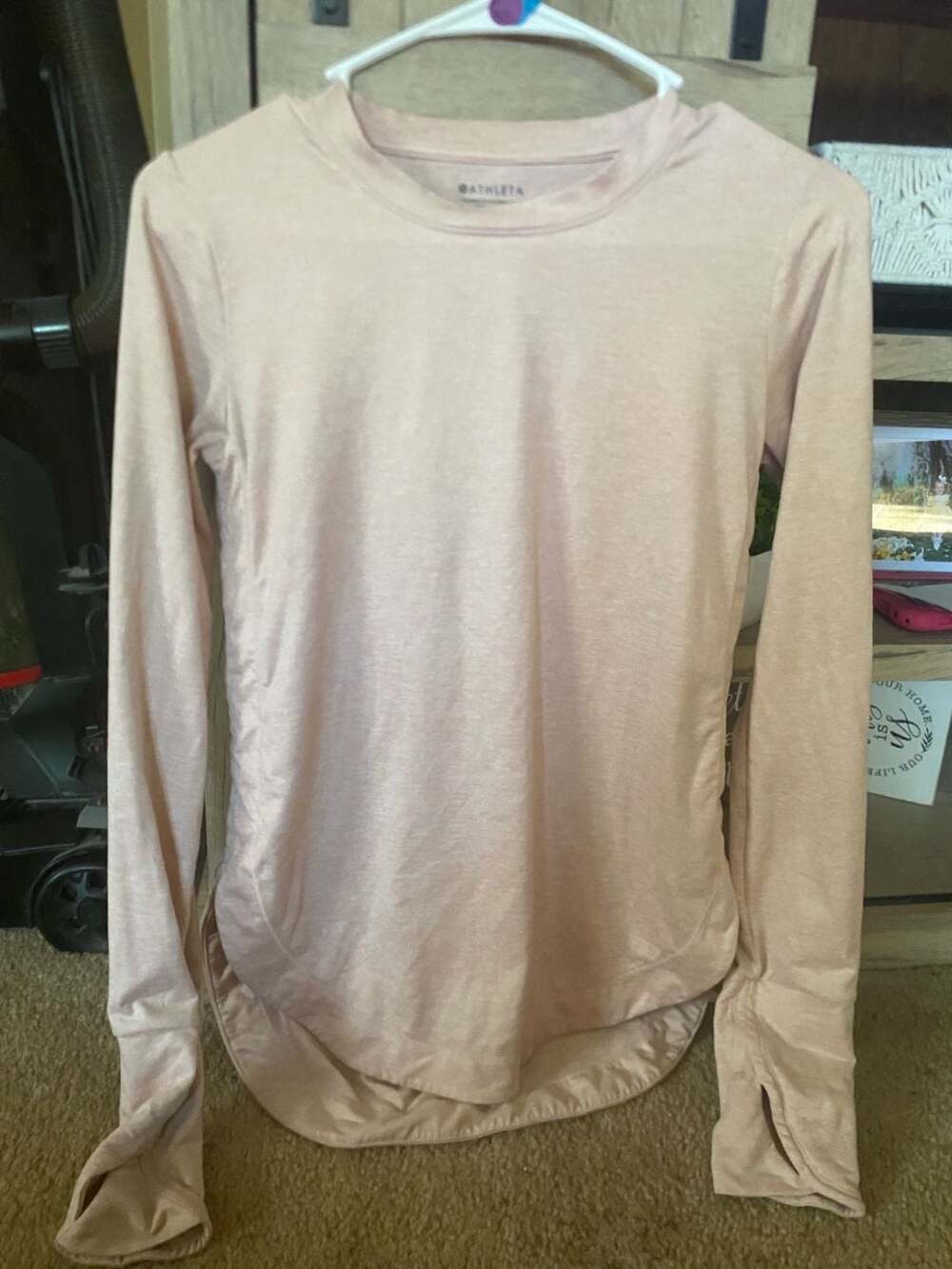 Athleta Uptempo Long Sleeve Athletic Top, Pink Heather, Size XXS